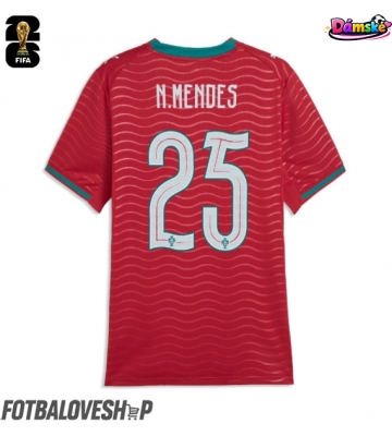 Portugalsko Nuno Mendes #25 Dámské Domácí Dres MS 2026 Krátký Rukáv